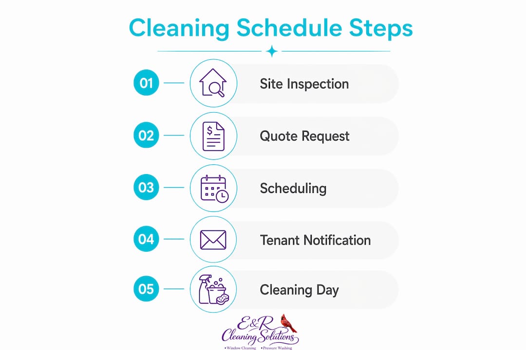 Infographic showing window cleaning schedule steps