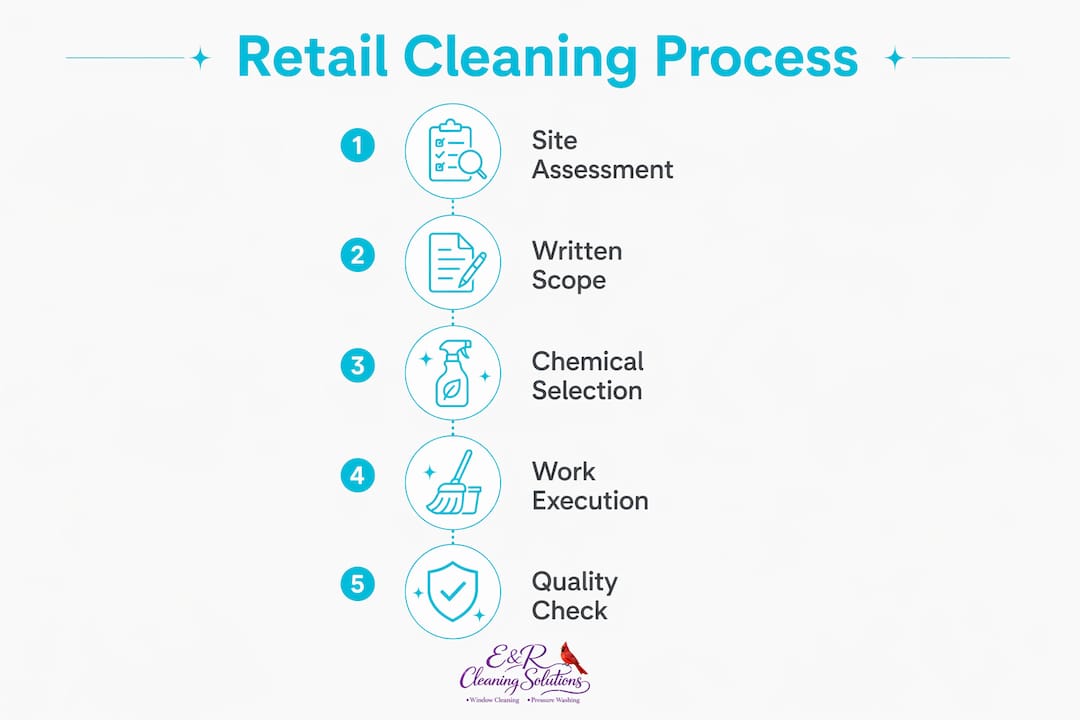 Infographic outlining retail cleaning service steps