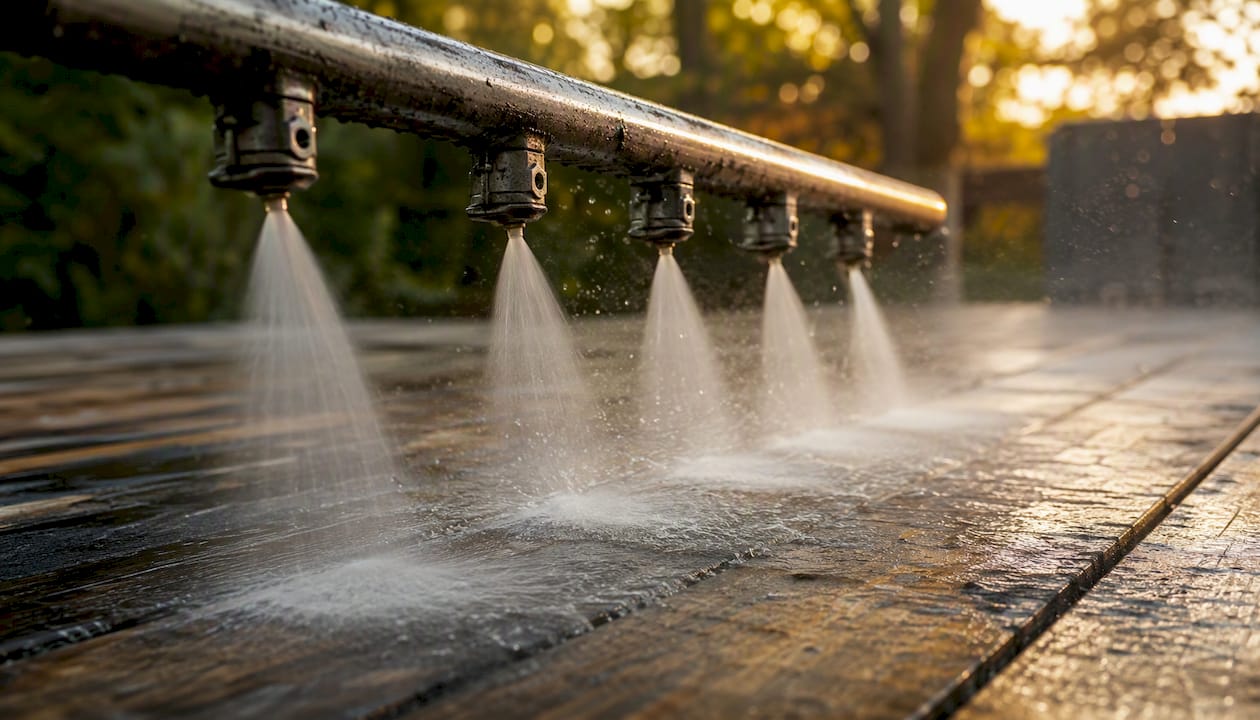 Pressure washer nozzles spraying water