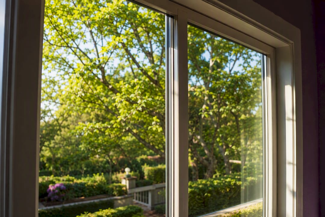 Camera focusing on clean window highlighting light transmission