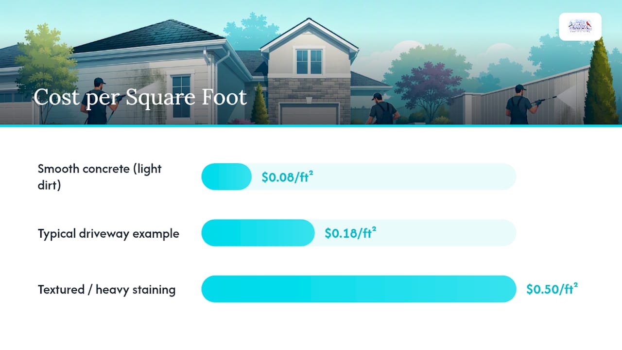 Diagram comparing pressure washing cost per square foot