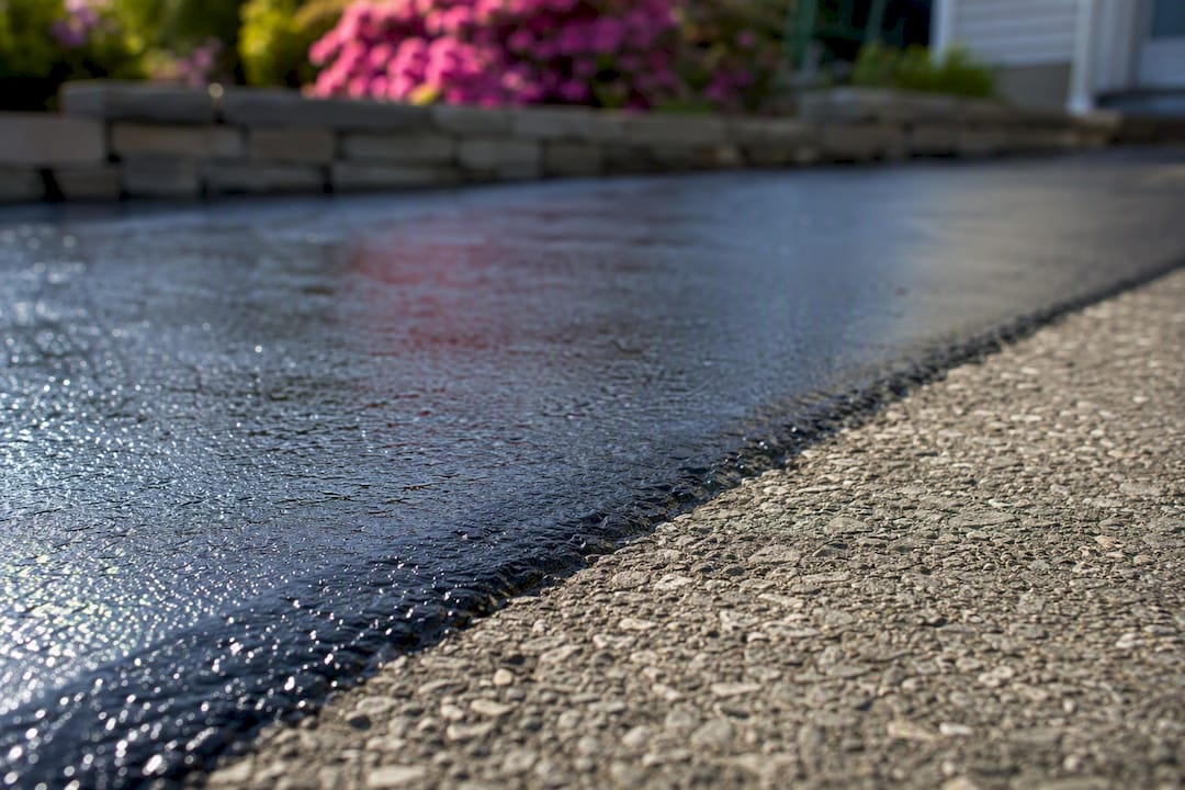 Close-up of sealed driveway surface texture