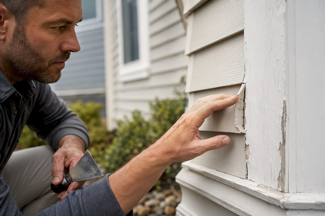 Technician checking lifted paint after washing