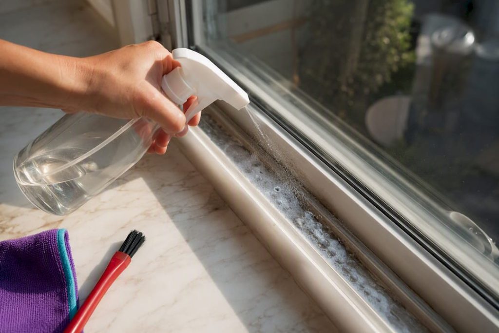 Vinegar fizzing in a window track