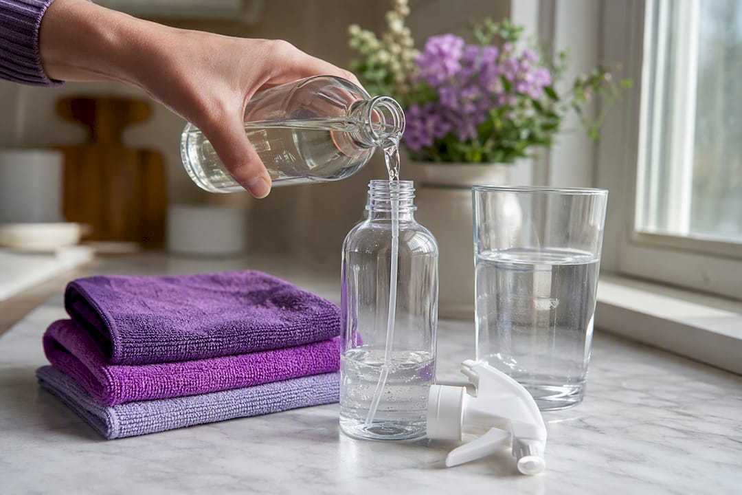 Vinegar water and reusable microfiber cloths