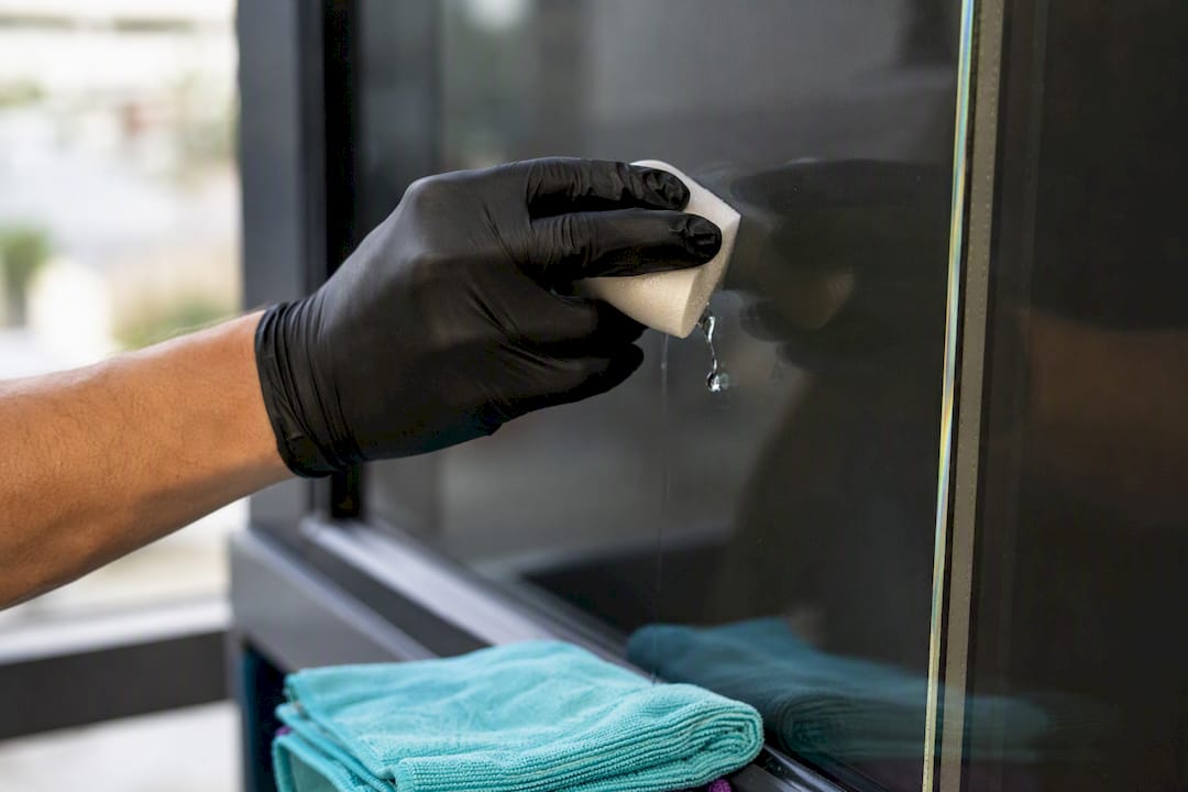 Cleaning solution applied to tinted glass