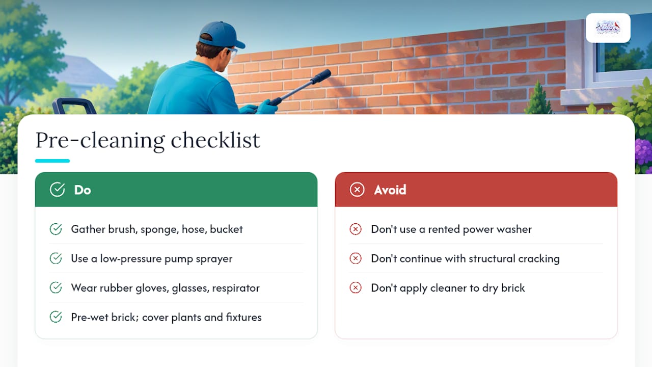 Brick cleaning tools and safety equipment