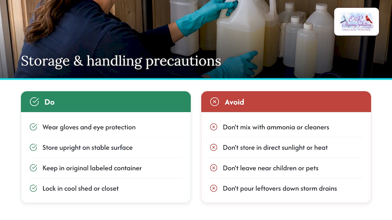 Roof chemical storage and handling precautions