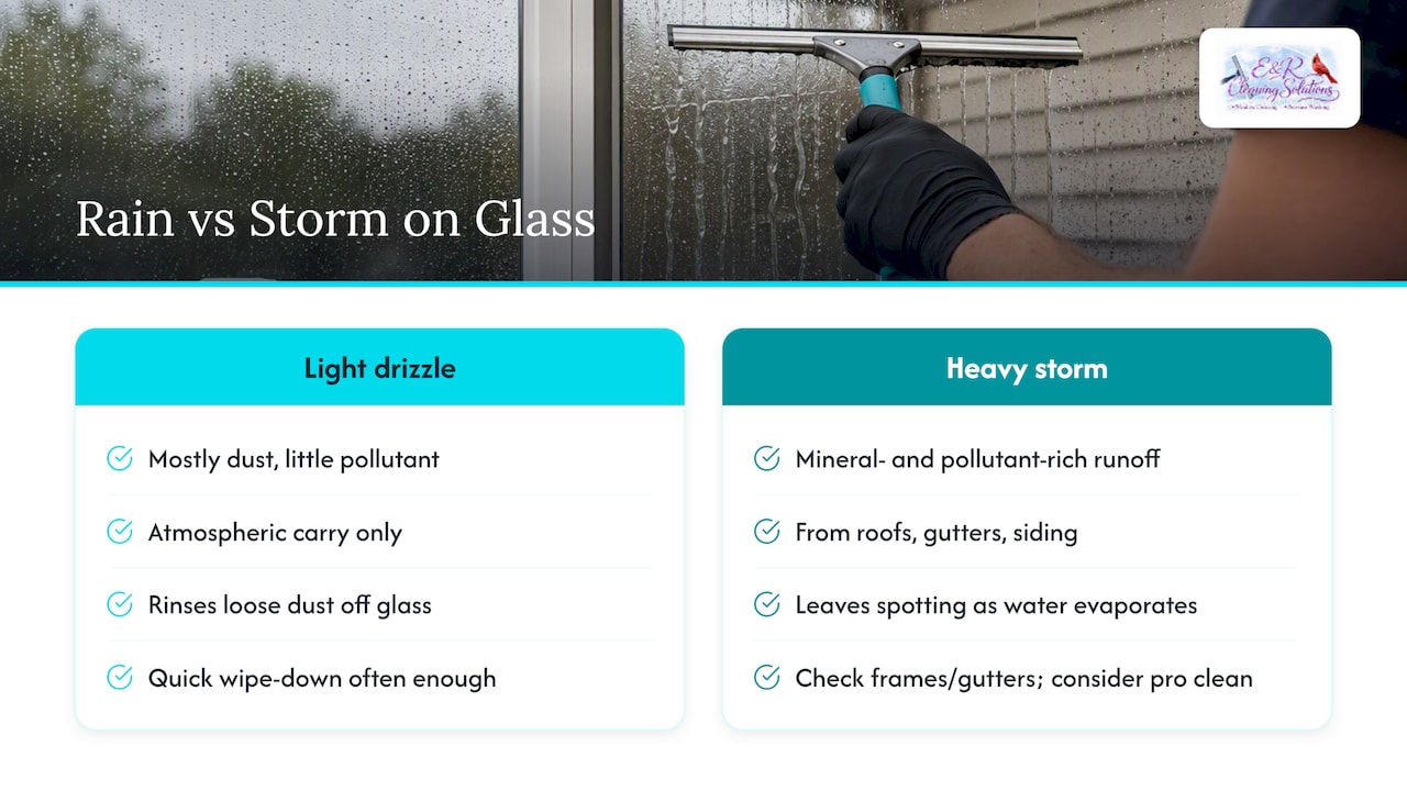Why rain doesn't always mean clean glass — overview diagram