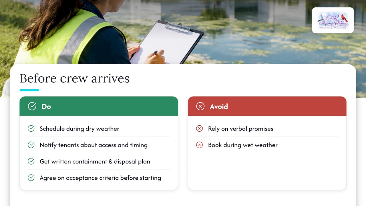 A property manager's checklist before the crew arrives — overview diagram
