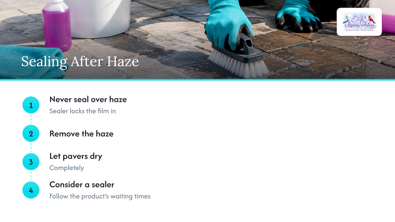Paver haze removal drying and sealing sequence